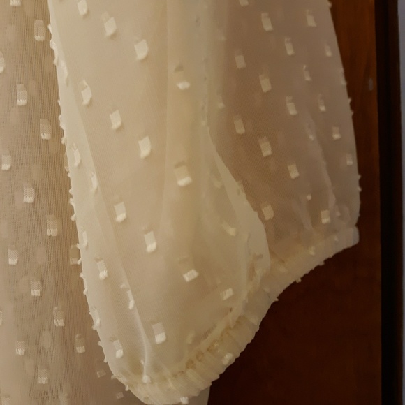 PEASANT/BOHO DOTTY LACE-TRIMMED SHEER BLOUSE , XL - Picture 5 of 6